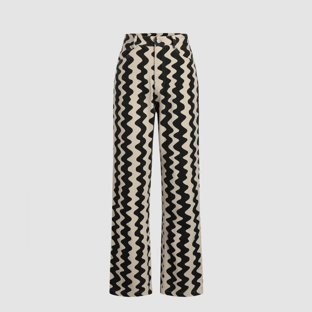 Shop Cider Wavy Retro Straight Leg Trousers (XS)
